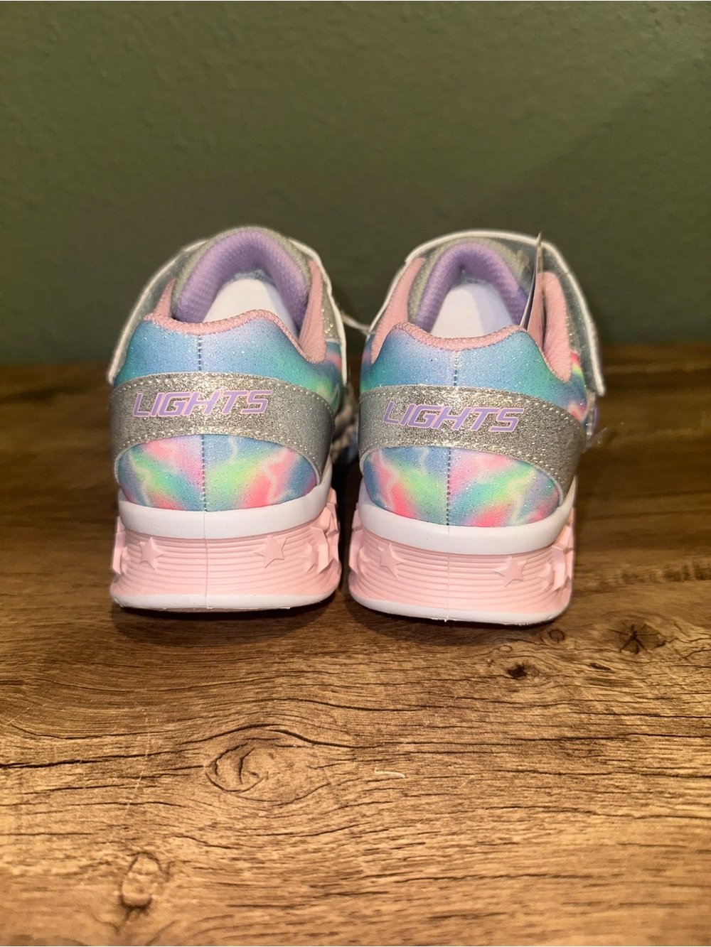 Skechers Kids Light-Up Rainbow Star Sneakers - Pink, Silver, Multicolor - Picture 4 of 8